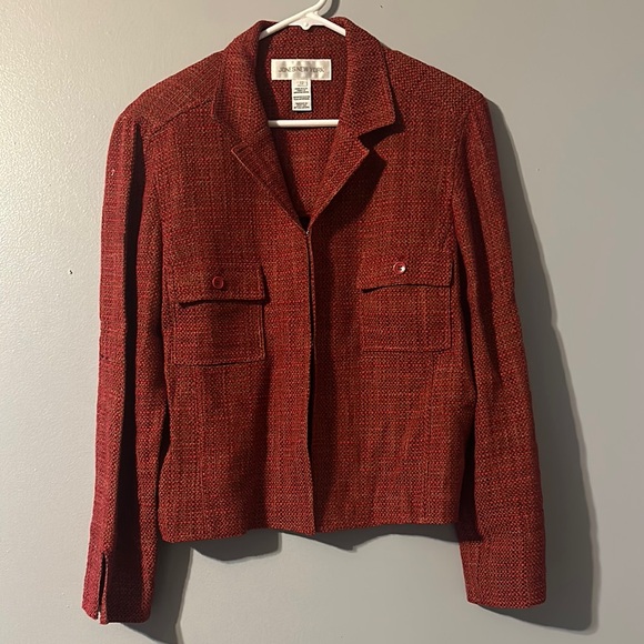 Jones New York Textured Red Blazer Size 12 - Picture 1 of 5